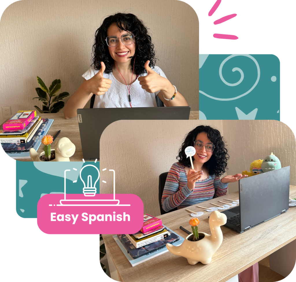 collage of fati teaching spanish for adults and kids